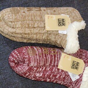 MUK LUKS Set of 2 Aloe Infused Pieced Shortie Cabin Socks